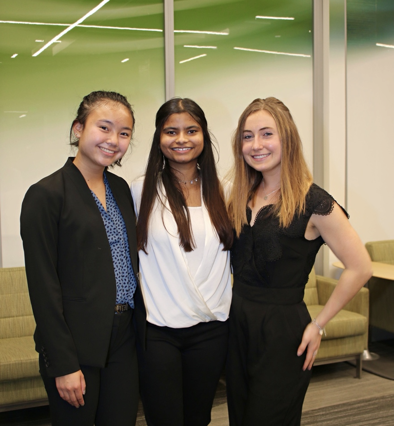 (L-R): Adeline Hauck, Anju Mallur, and Olivia Murchie